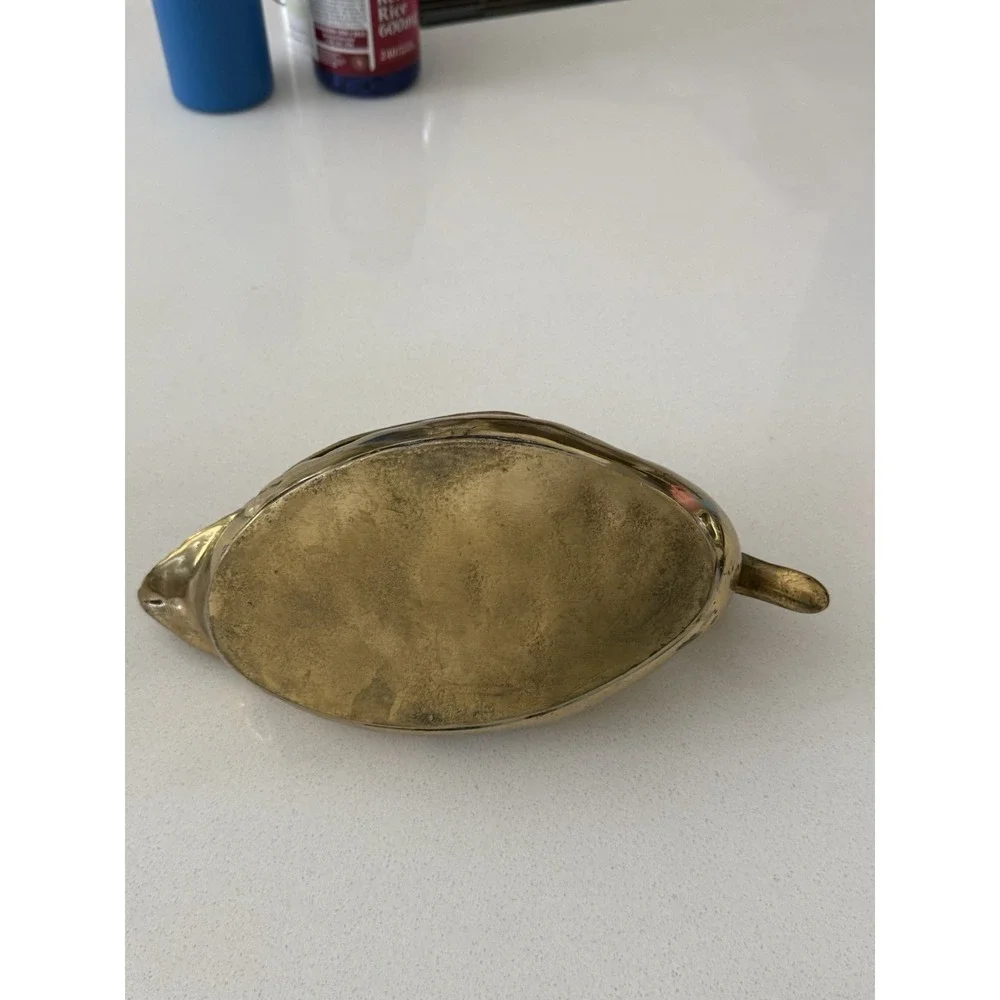 Vintage Large Brass Duck Decoy Trinket Storage Attached Top 12